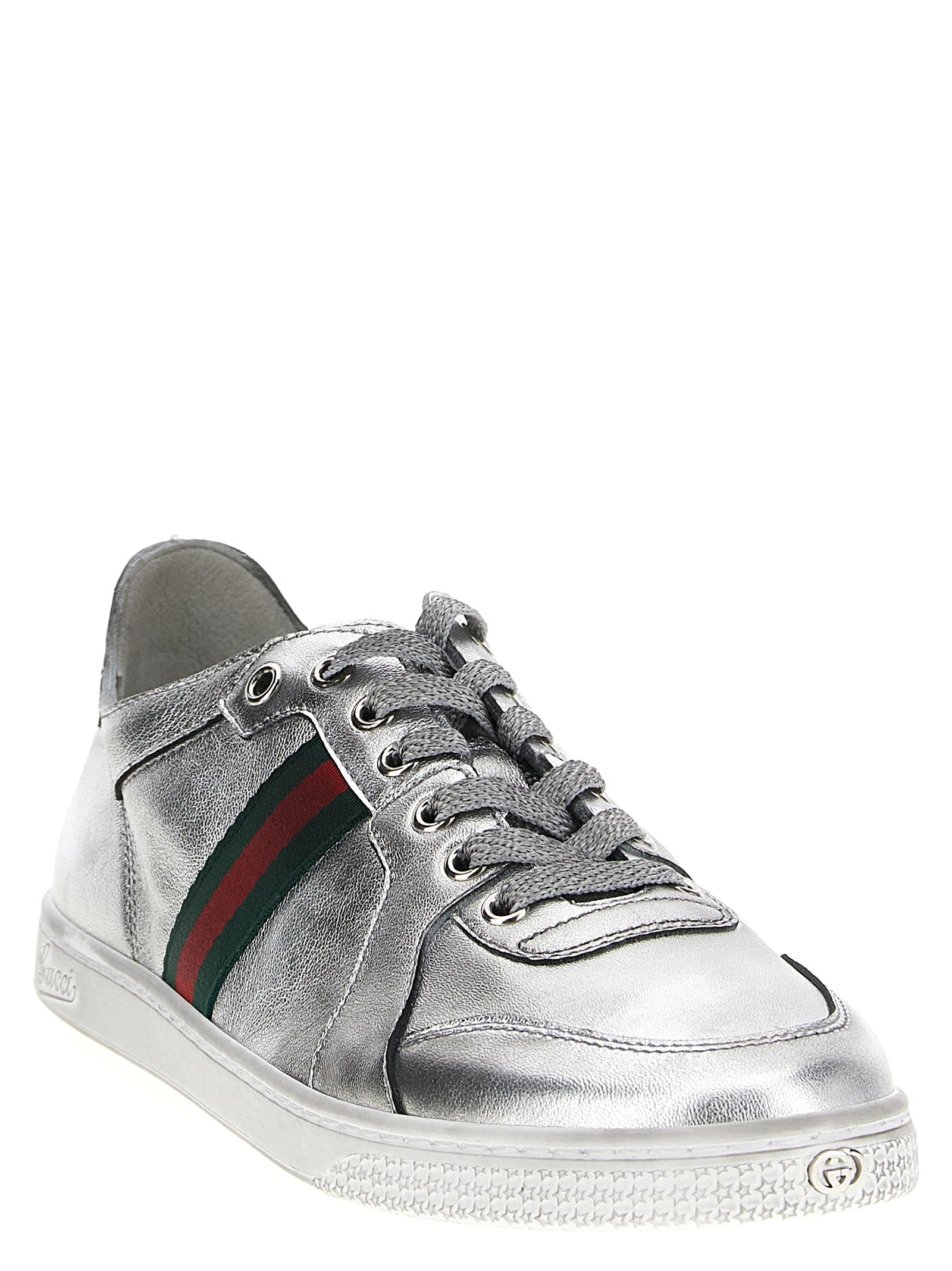 Gucci Ασημί Δερμάτινα Αθλητικά Παπούτσια από Δέρμα Αρνιού  