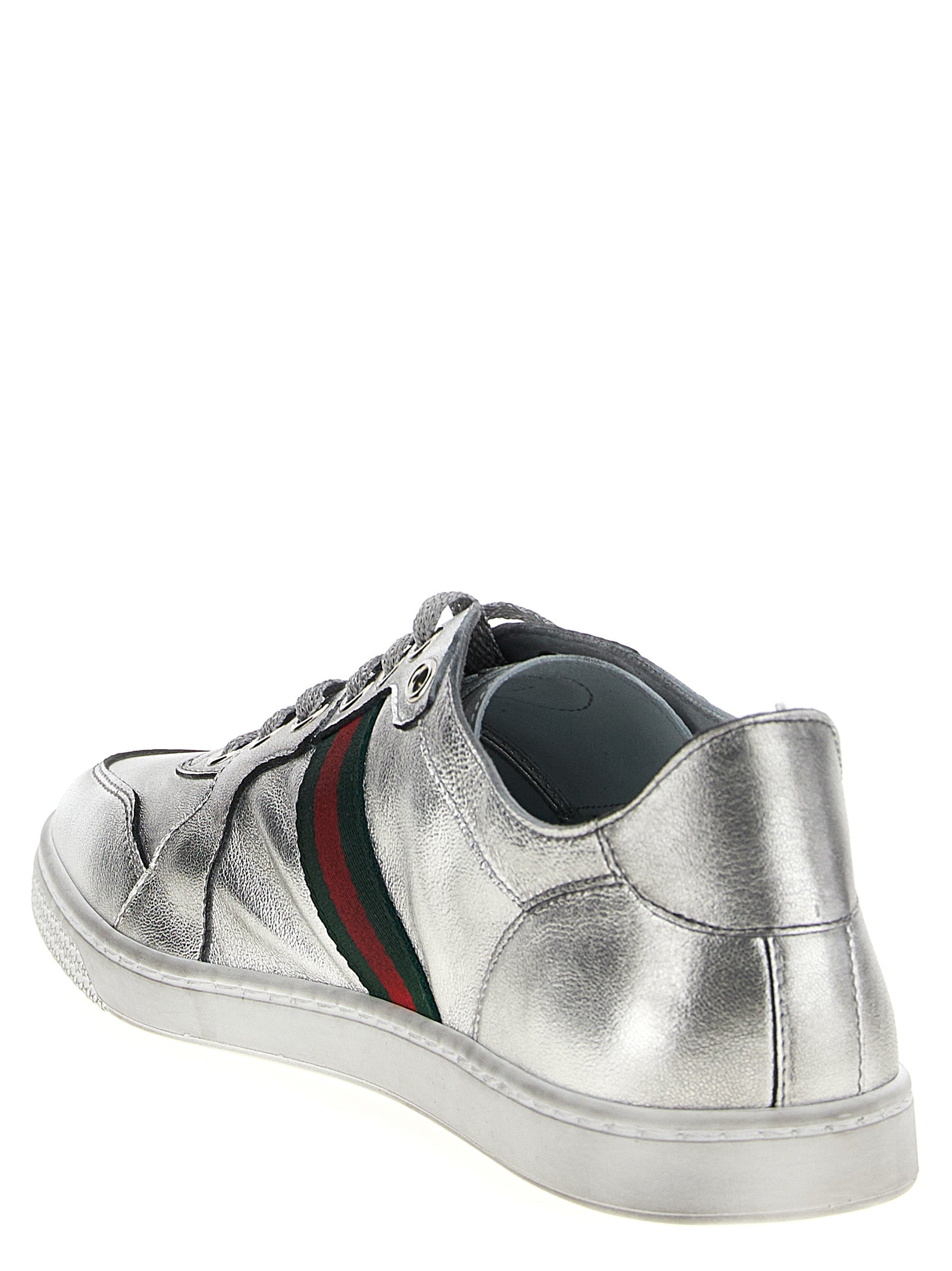 Gucci Ασημί Δερμάτινα Αθλητικά Παπούτσια από Δέρμα Αρνιού  