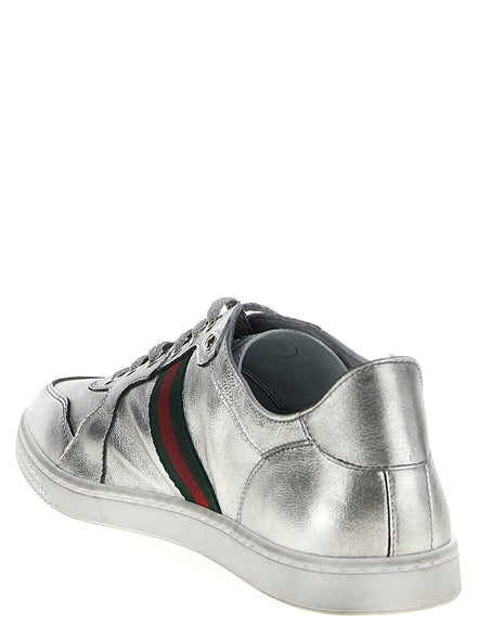 Gucci Ασημί Δερμάτινα Αθλητικά Παπούτσια από Δέρμα Αρνιού  