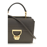 Coccinelle Arlettis Καφέ Δερμάτινη Τσάντα Satchel