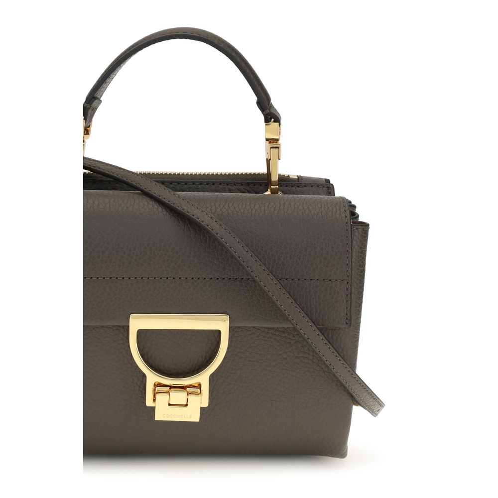 Coccinelle Arlettis Καφέ Δερμάτινη Τσάντα Satchel