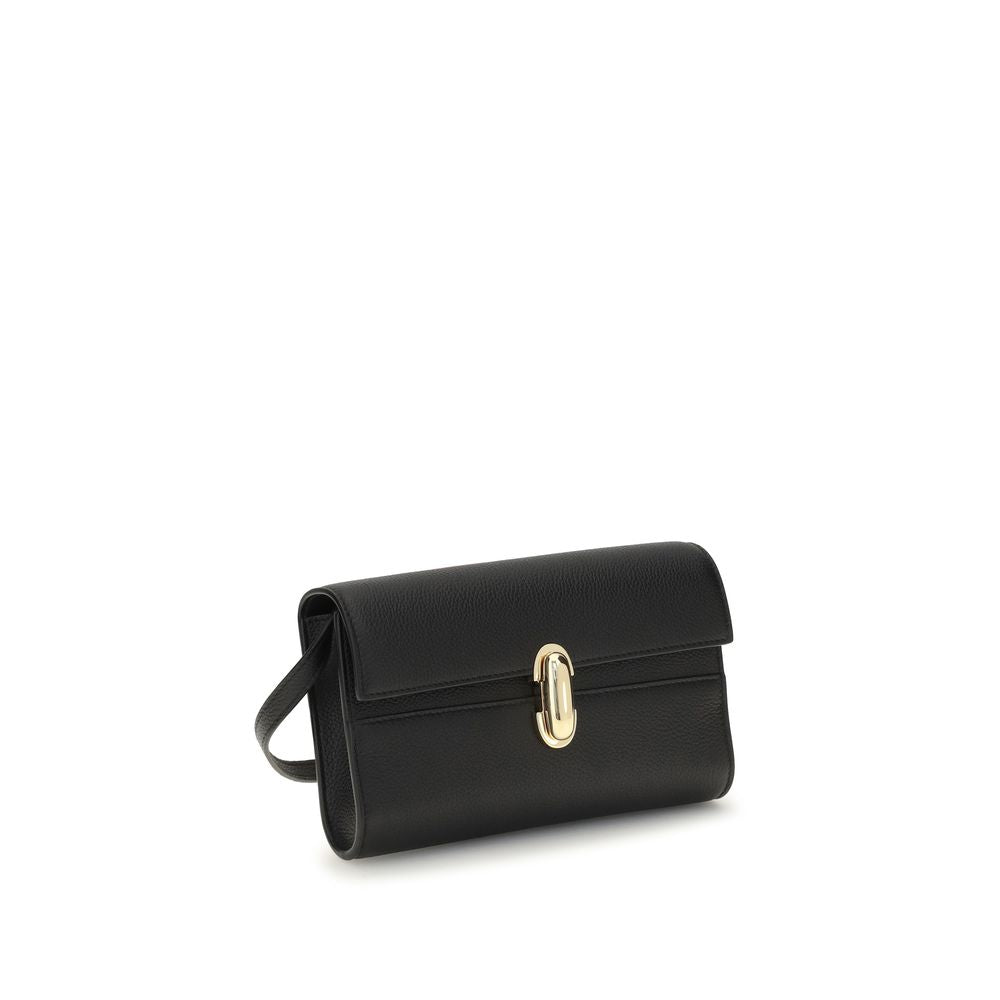Savette Black Calf Leather Bos Taurus Shoulder Bag