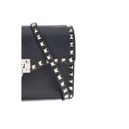 Valentino Garavani Black Calf Leather Bos Taurus Shoulder Bag