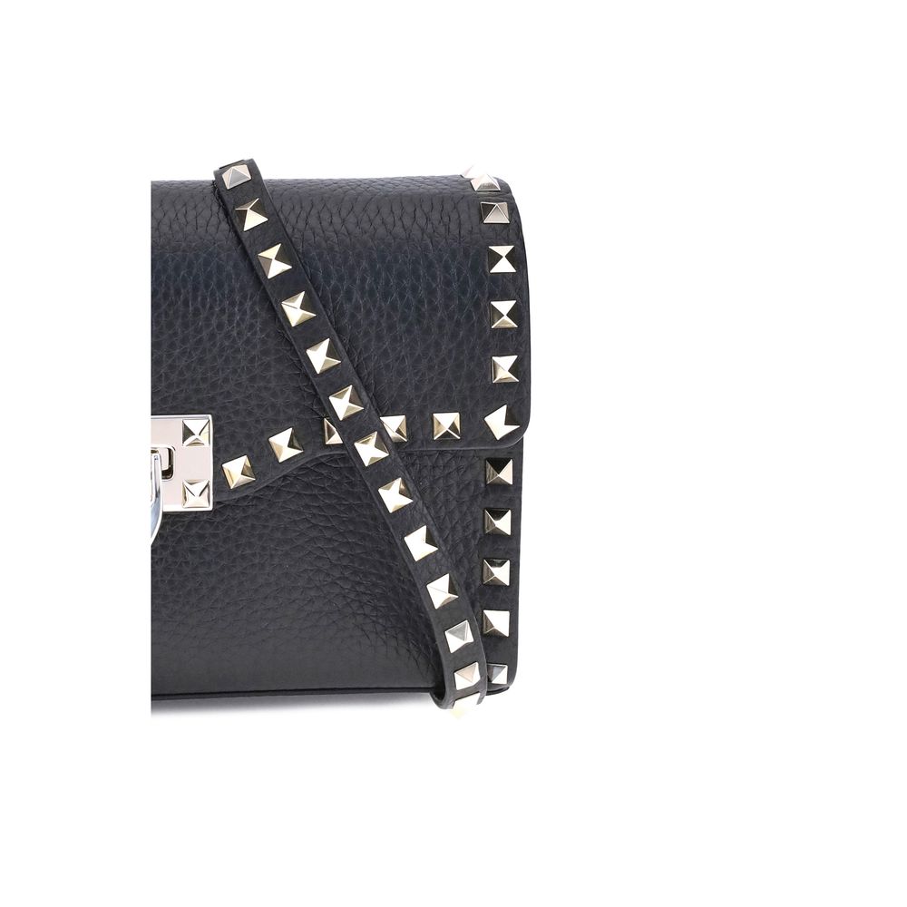 Valentino Garavani Black Calf Leather Bos Taurus Shoulder Bag
