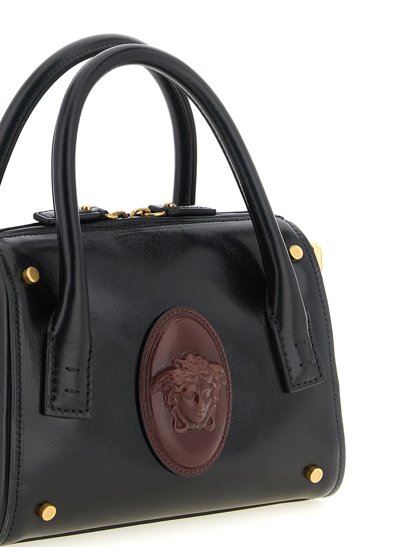 Μικρή ευρύχωρη τσάντα Versace μαύρη