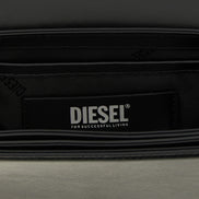 Τσάντα ώμου Diesel από μαύρο δέρμα αγελάδας