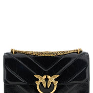 PINKO Black Calfskin Shoulder Bag