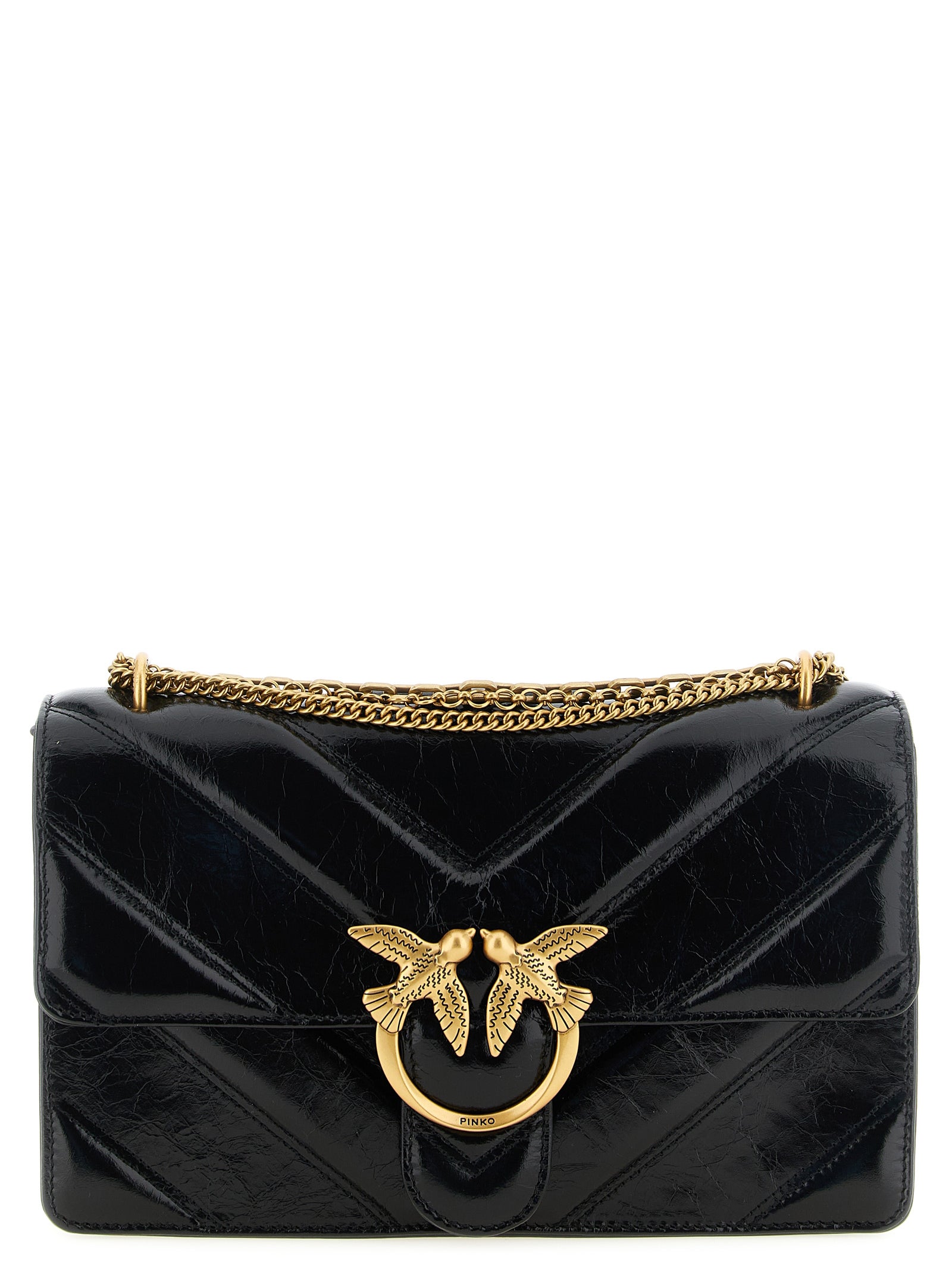 PINKO Black Calfskin Shoulder Bag