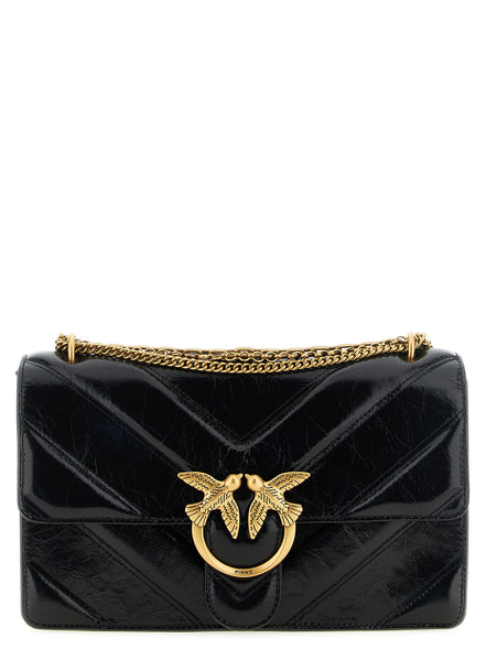 PINKO Black Calfskin Shoulder Bag