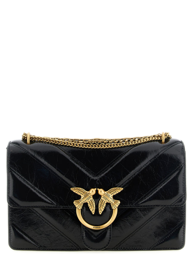PINKO Black Calfskin Shoulder Bag