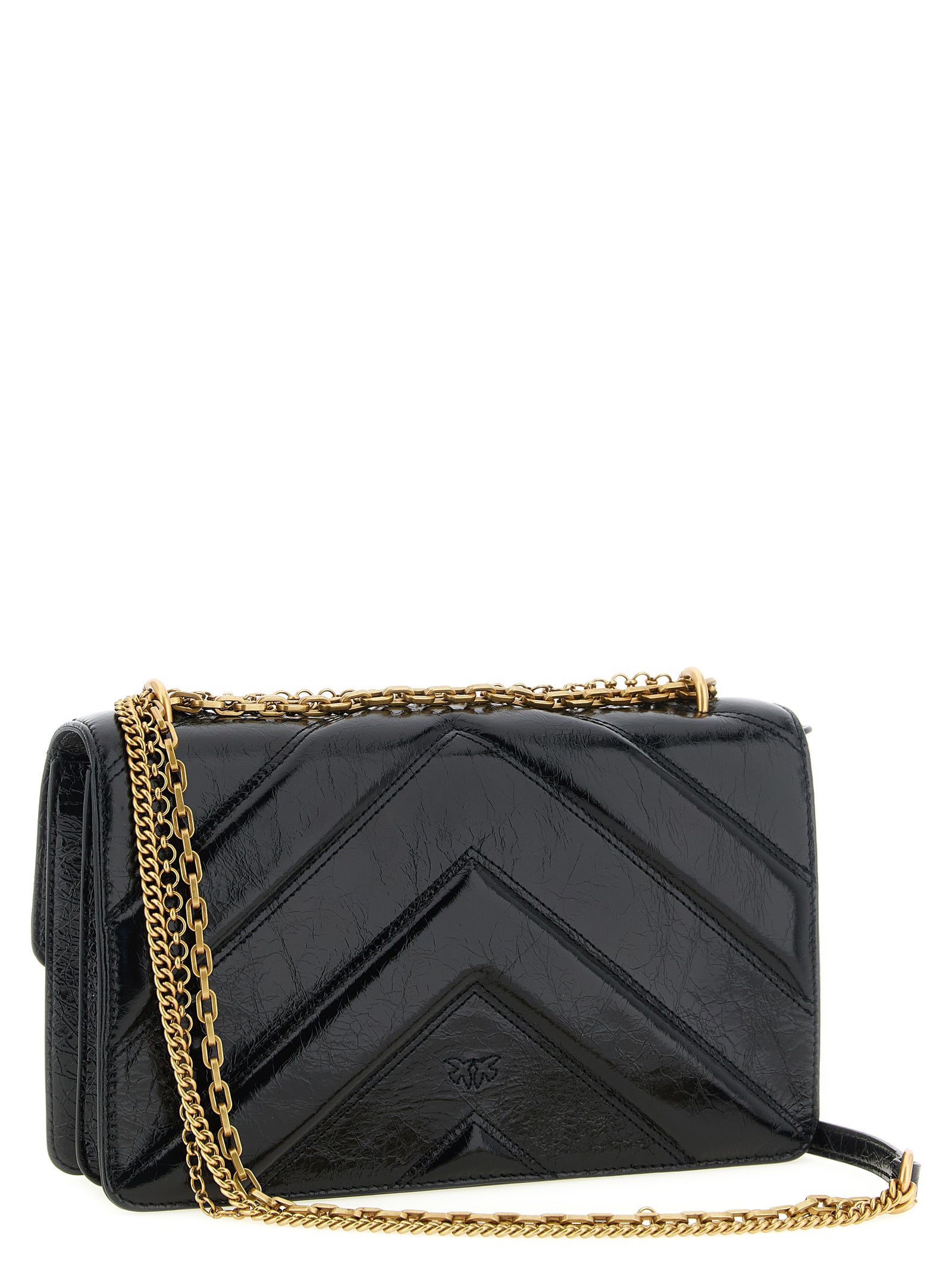 PINKO Black Calfskin Shoulder Bag