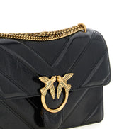 PINKO Black Calfskin Shoulder Bag