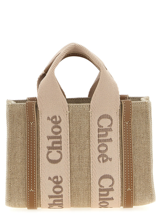 Chloé Multicolor Woody Mini Linen Crossbody Bag