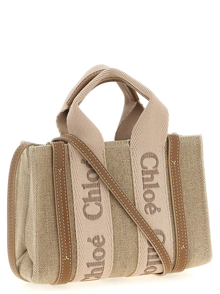 Chloé Multicolor Woody Mini Linen Crossbody Bag