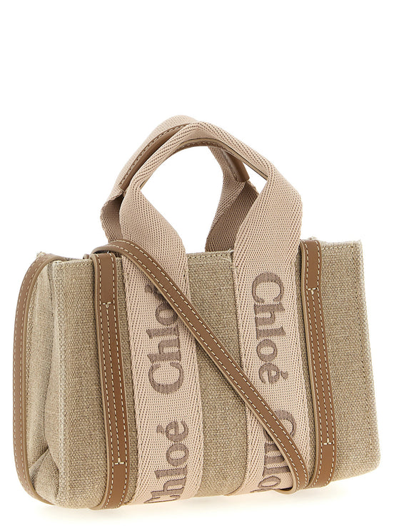 Chloé Multicolor Woody Mini Linen Crossbody Bag