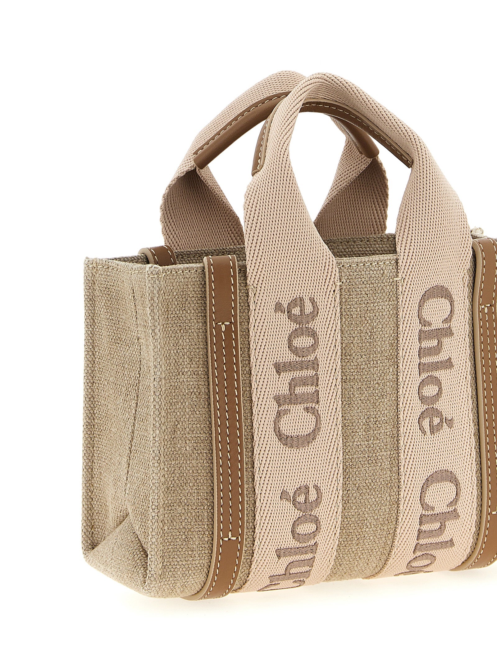 Chloé Multicolor Woody Mini Linen Crossbody Bag