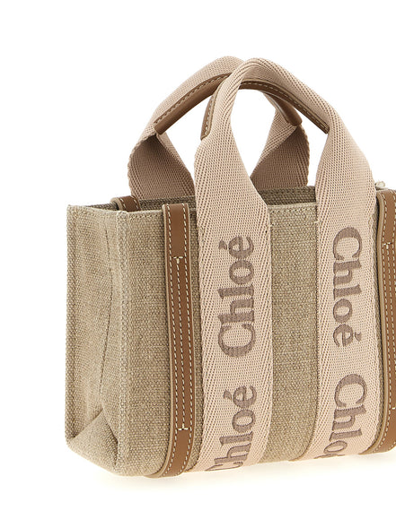 Chloé Multicolor Woody Mini Linen Crossbody Bag