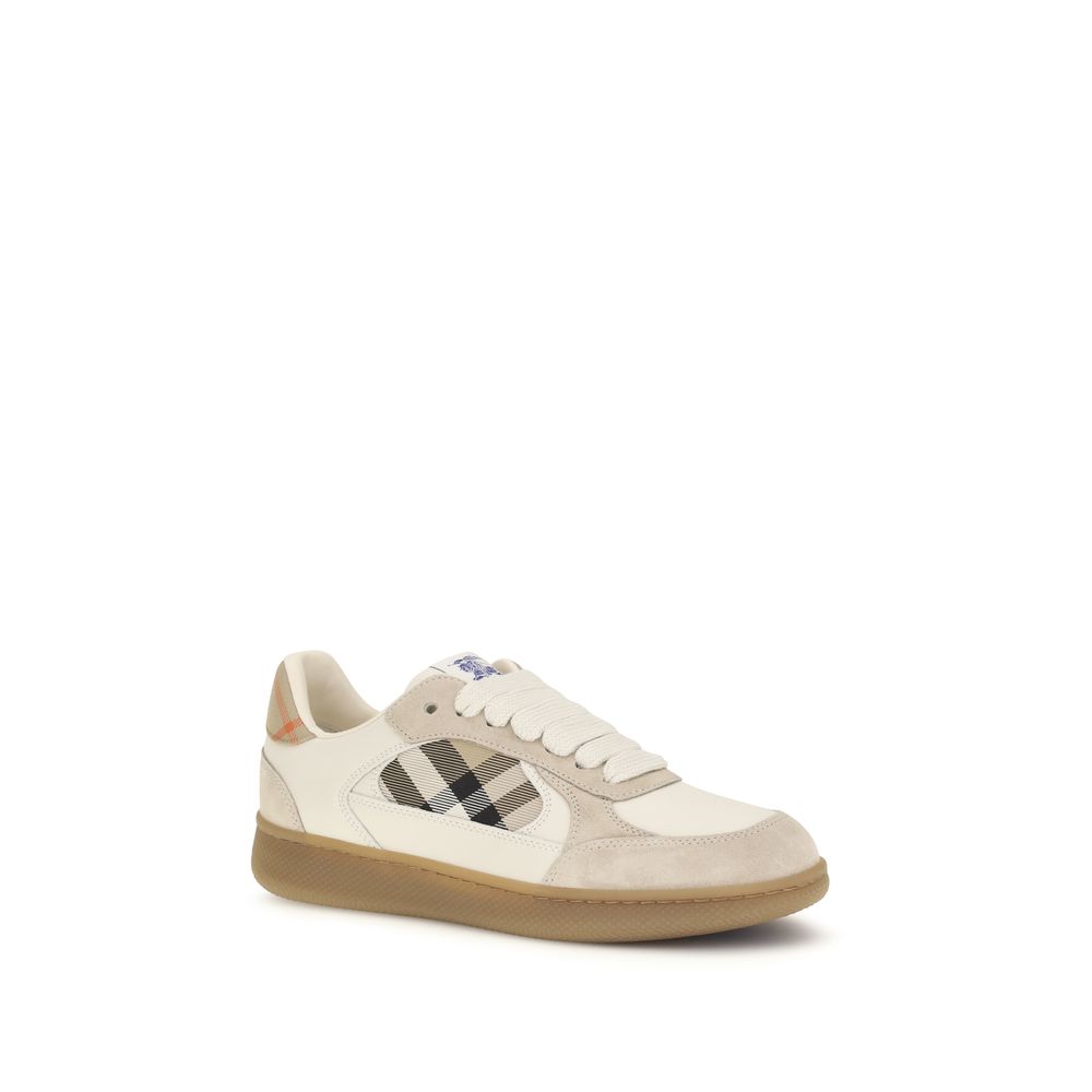 Burberry Beige Calf Leather Bos Taurus Sneakers