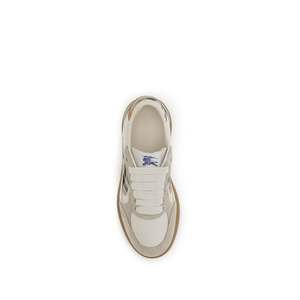 Burberry Beige Calf Leather Bos Taurus Sneakers