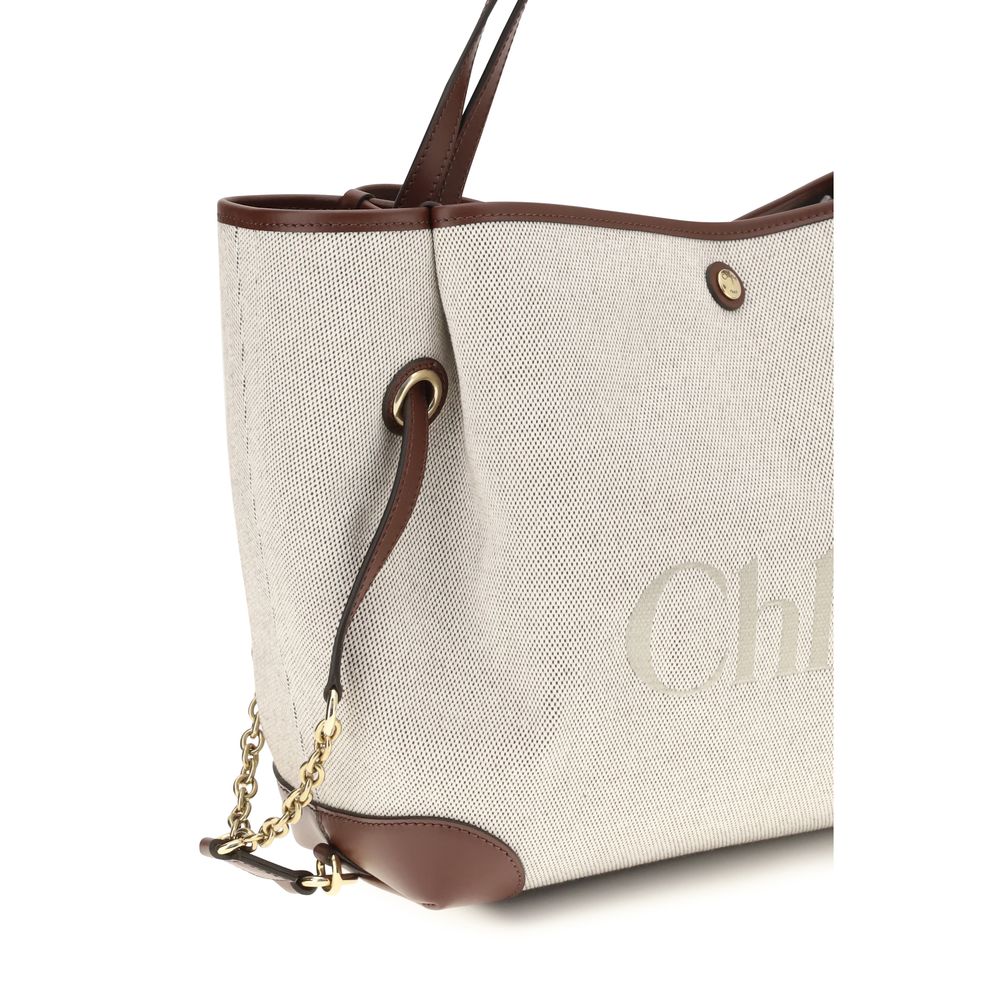 Chloé Μπεζ Τσάντα Tote από Καμβά Clover