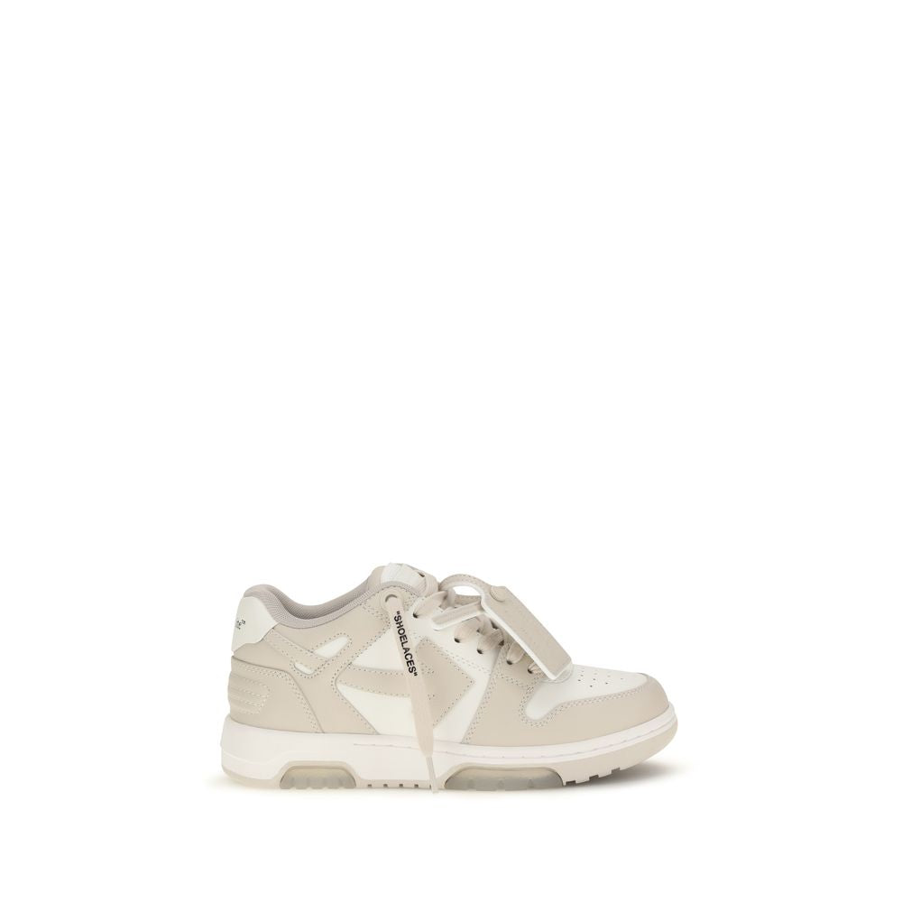 Off-White Beige Calf Leather Bos Taurus Low Top Sneakers