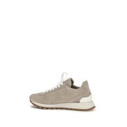 Brunello Cucinelli Gray Calf Leather Bos Taurus Platform Sneakers
