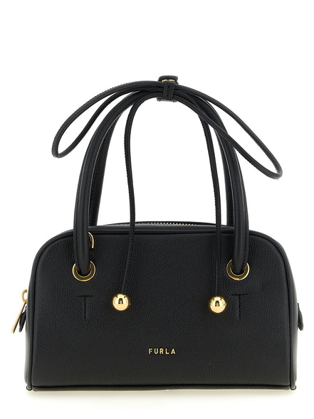 Furla Μαύρη Τσάντα Χειρός από Δέρμα Μοσχαριού