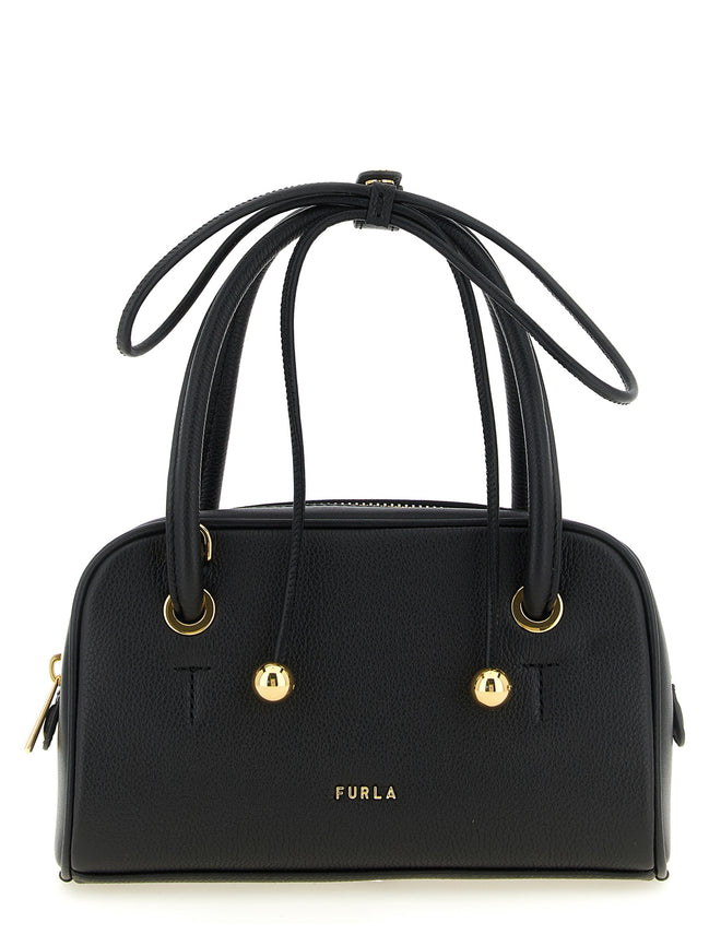 Furla Μαύρη Τσάντα Χειρός από Δέρμα Μοσχαριού