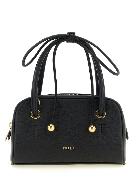 Furla Μαύρη Τσάντα Χειρός από Δέρμα Μοσχαριού