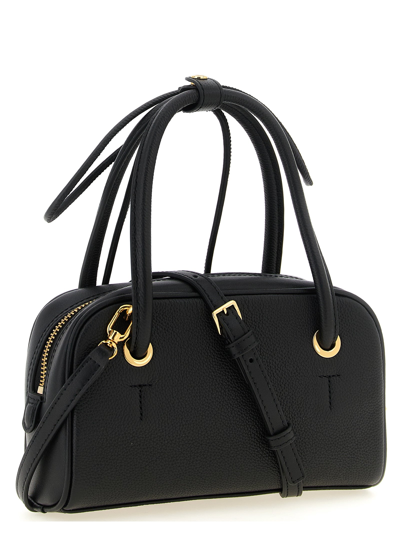 Furla Μαύρη Τσάντα Χειρός από Δέρμα Μοσχαριού