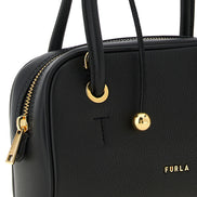 Furla Μαύρη Τσάντα Χειρός από Δέρμα Μοσχαριού