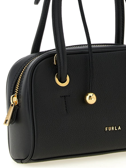 Furla Μαύρη Τσάντα Χειρός από Δέρμα Μοσχαριού