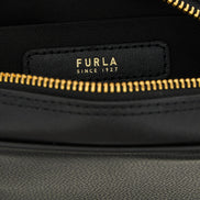 Furla Μαύρη Τσάντα Χειρός από Δέρμα Μοσχαριού