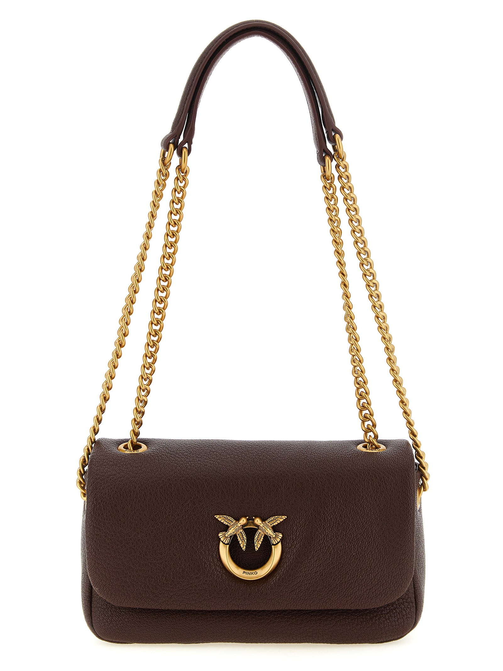 PINKO Brown Lamb Leather Shoulder Bag