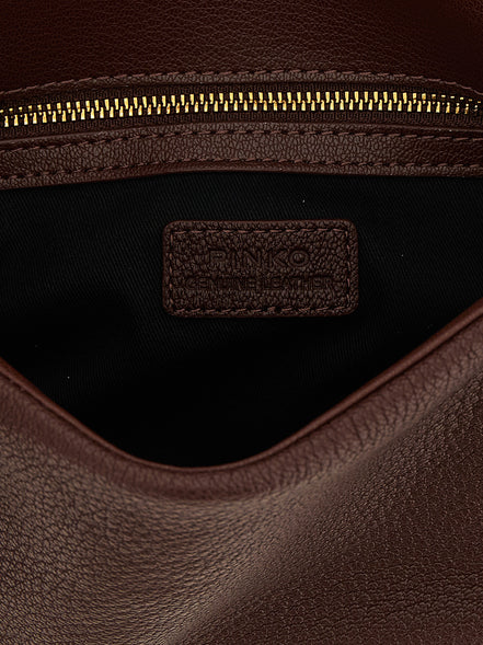 PINKO Brown Lamb Leather Shoulder Bag