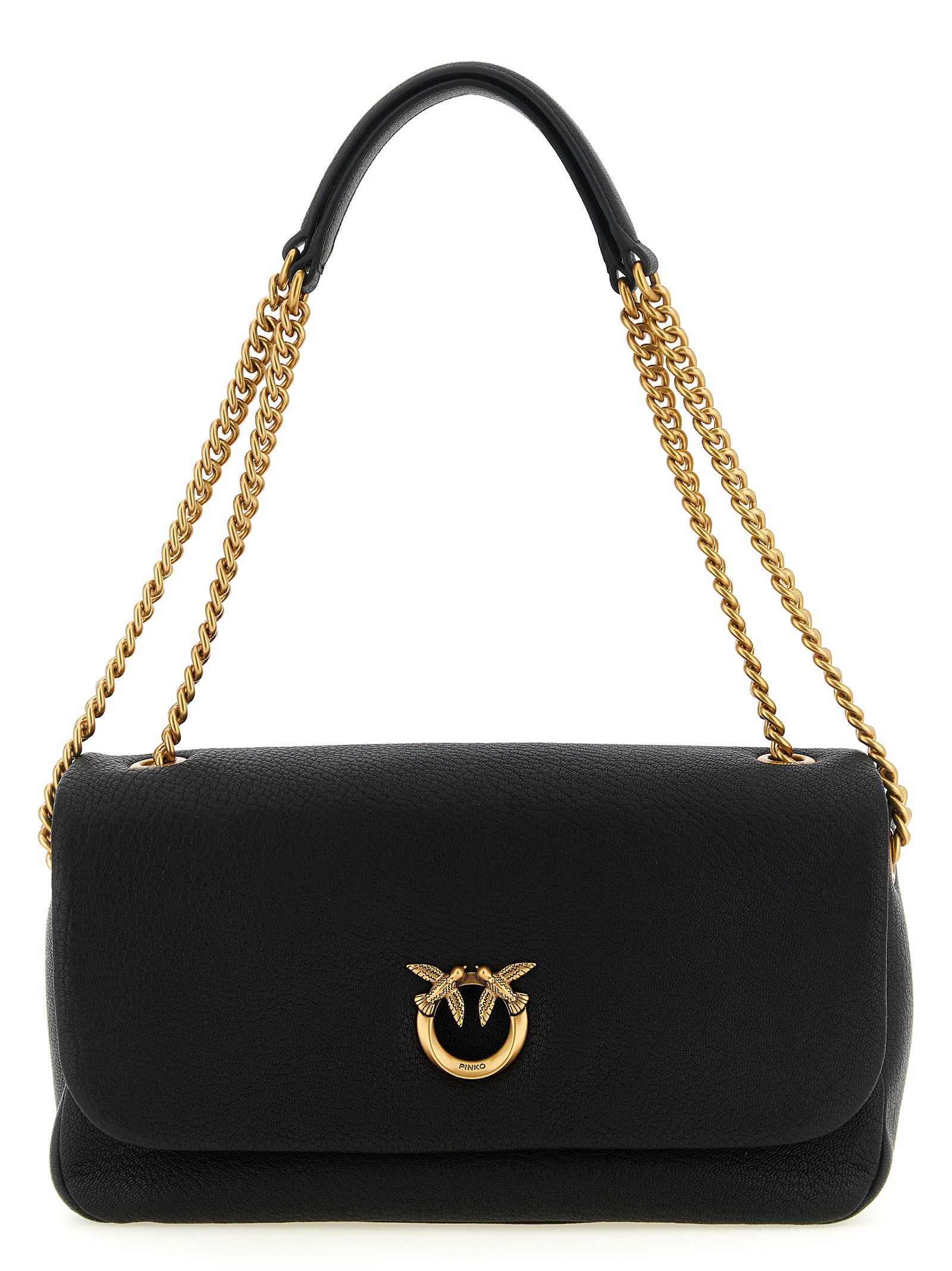 PINKO Black Lamb Leather Shoulder Bag