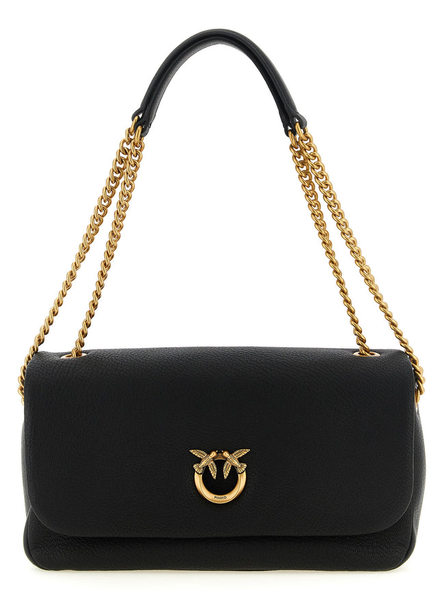 PINKO Black Lamb Leather Shoulder Bag
