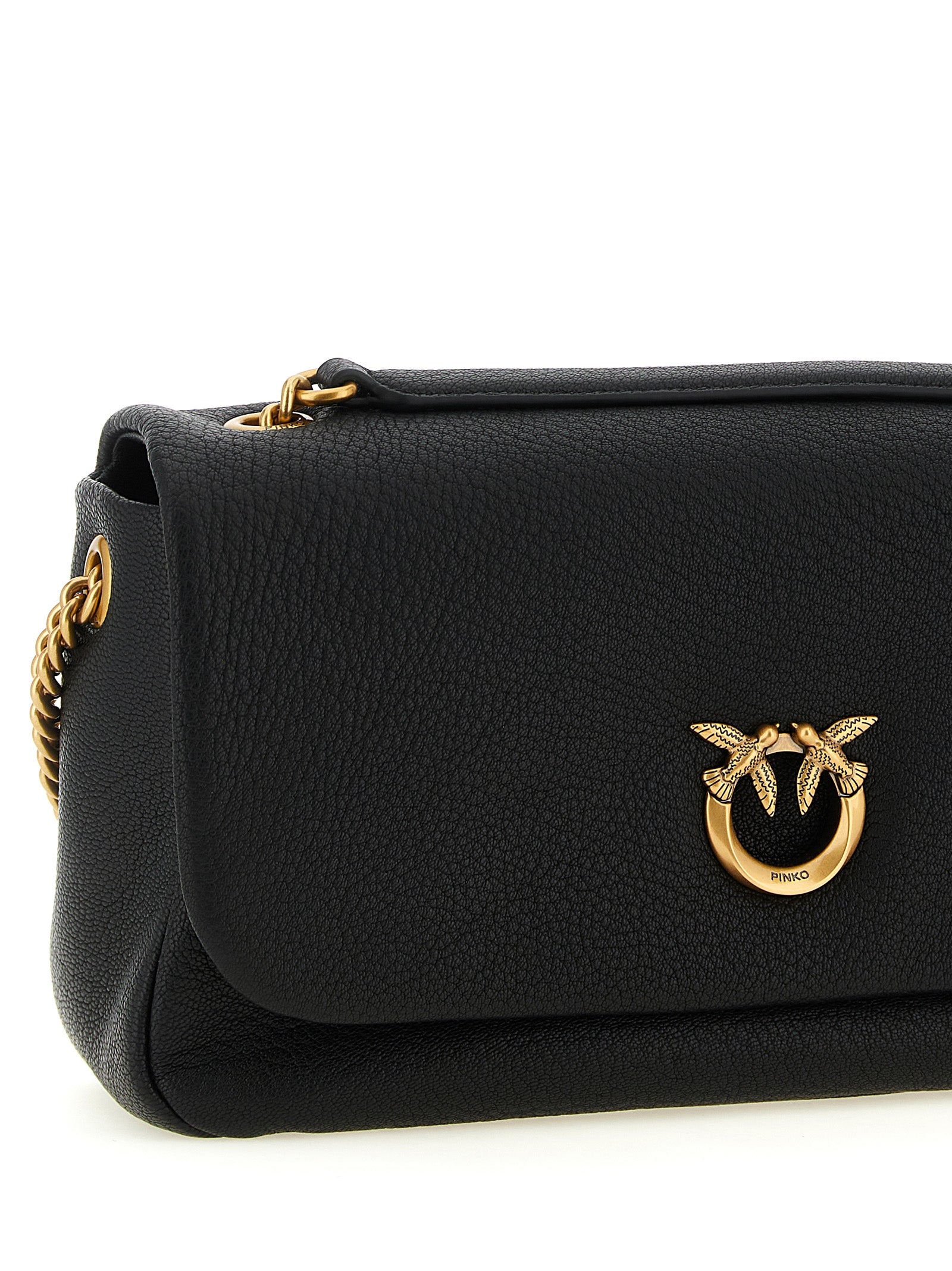 PINKO Black Lamb Leather Shoulder Bag