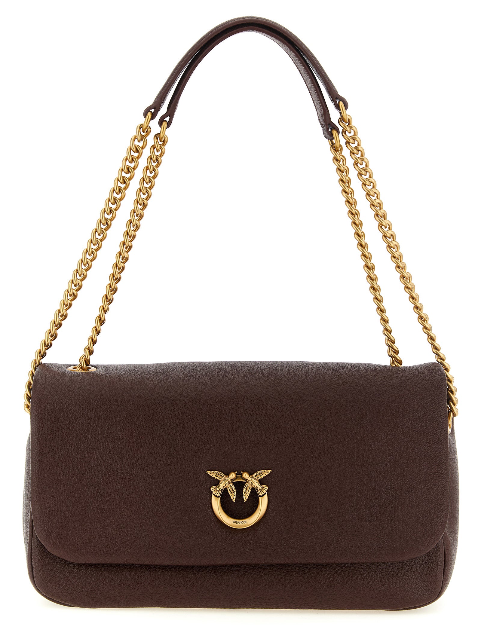 PINKO Brown Lamb Leather Shoulder Bag