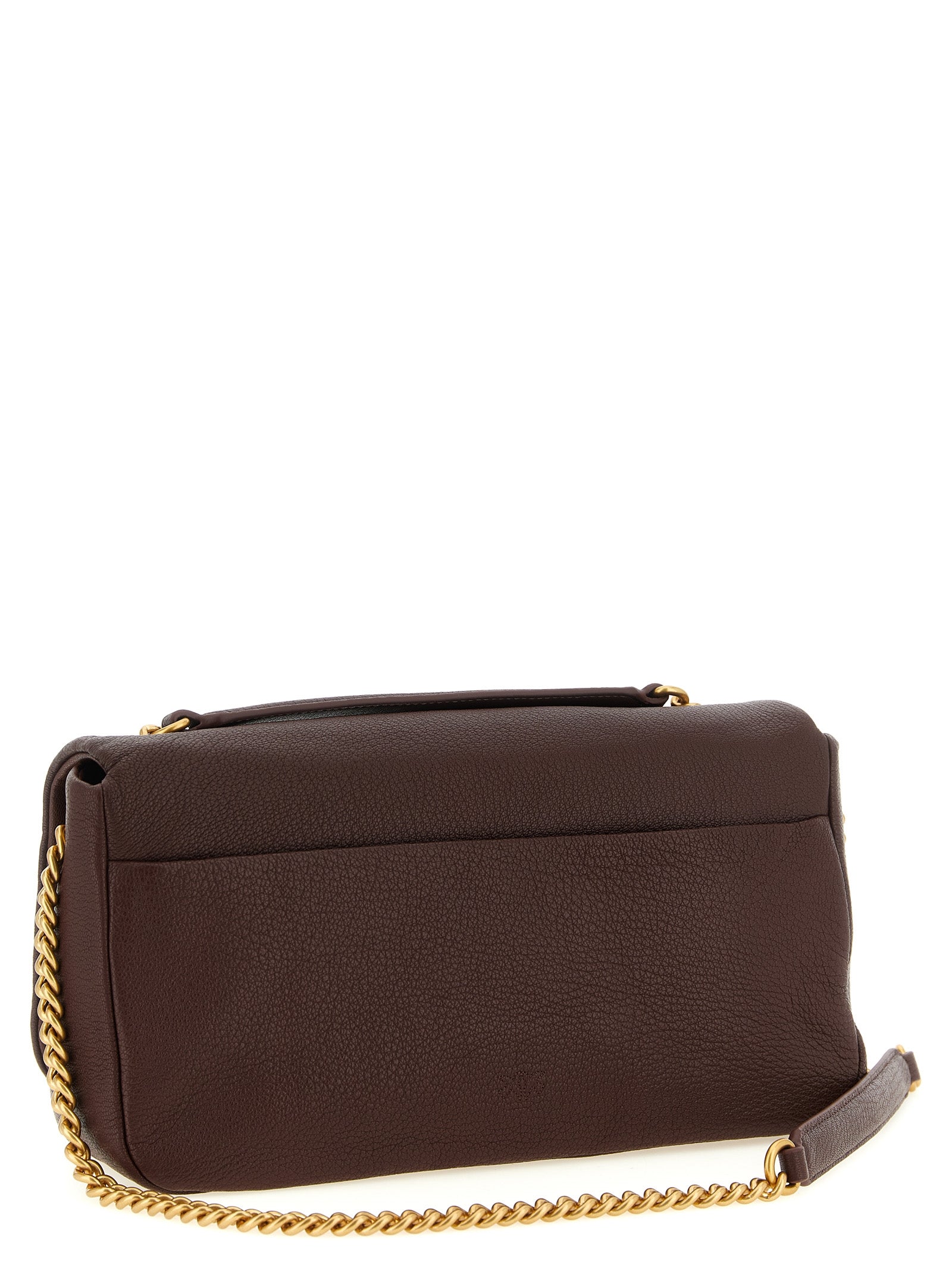 PINKO Brown Lamb Leather Shoulder Bag