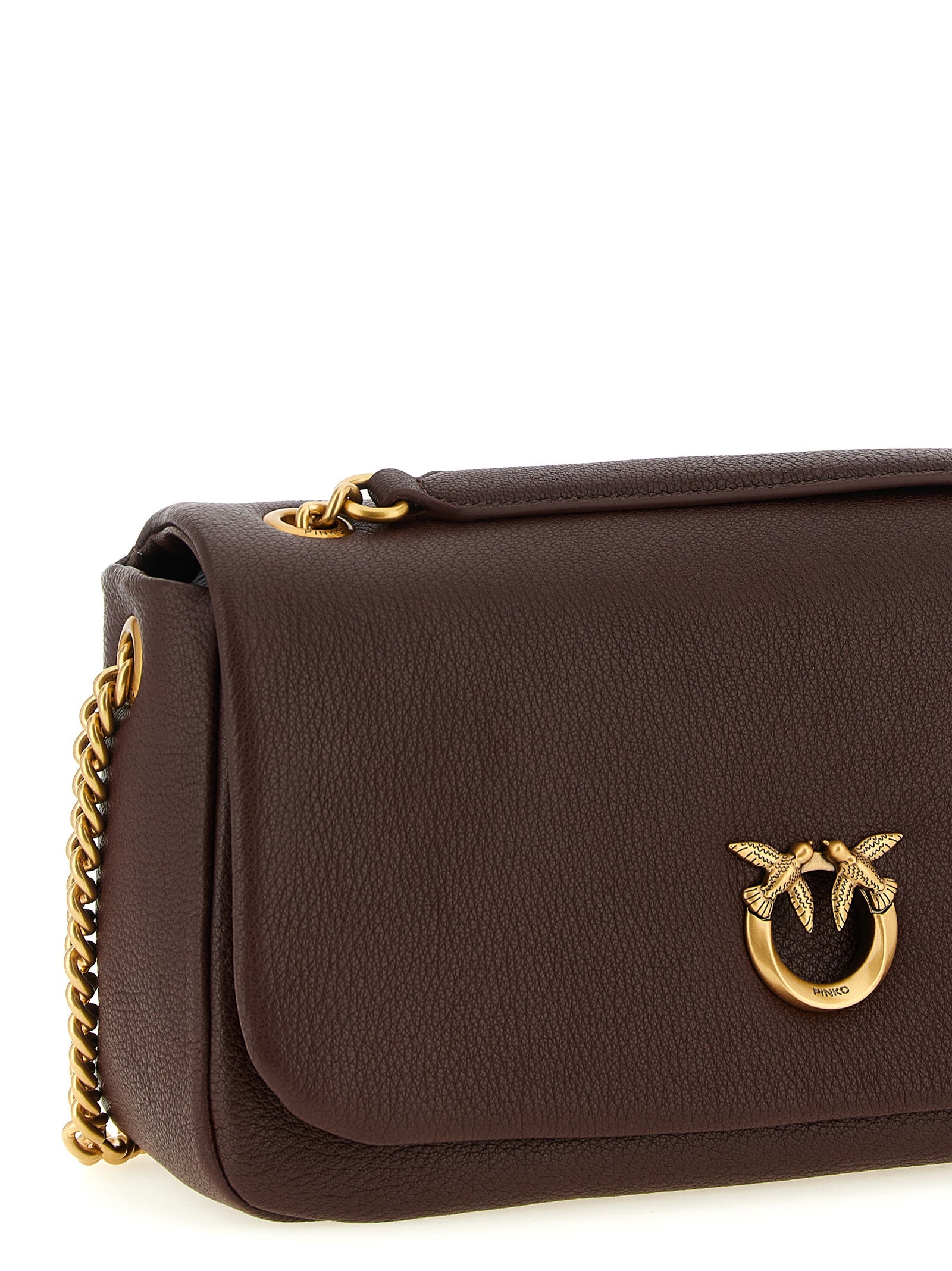 PINKO Brown Lamb Leather Shoulder Bag