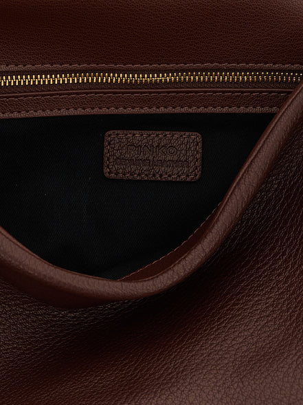 PINKO Brown Lamb Leather Shoulder Bag