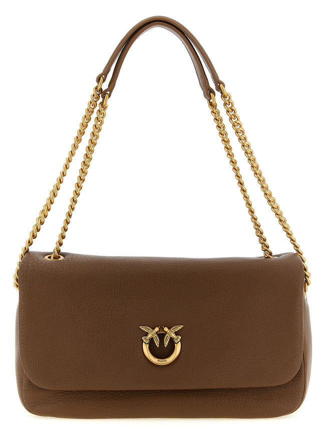 PINKO Brown Lamb Leather Shoulder Bag