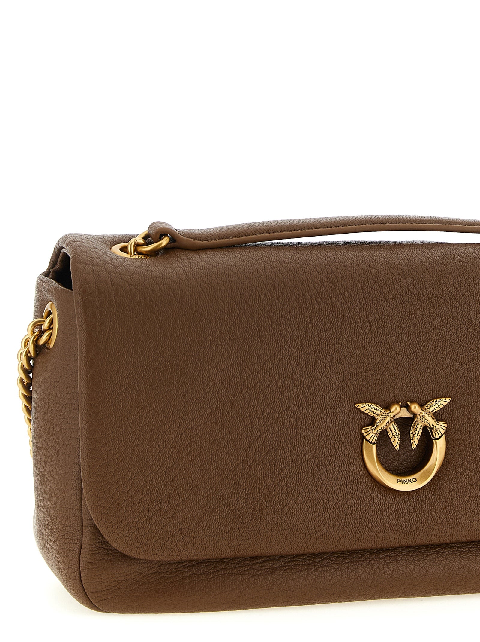 PINKO Brown Lamb Leather Shoulder Bag