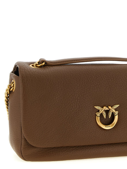 PINKO Brown Lamb Leather Shoulder Bag