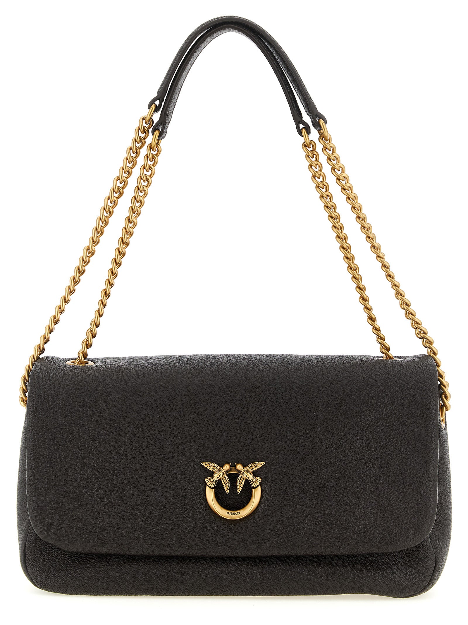 PINKO Brown Lamb Leather Shoulder Bag