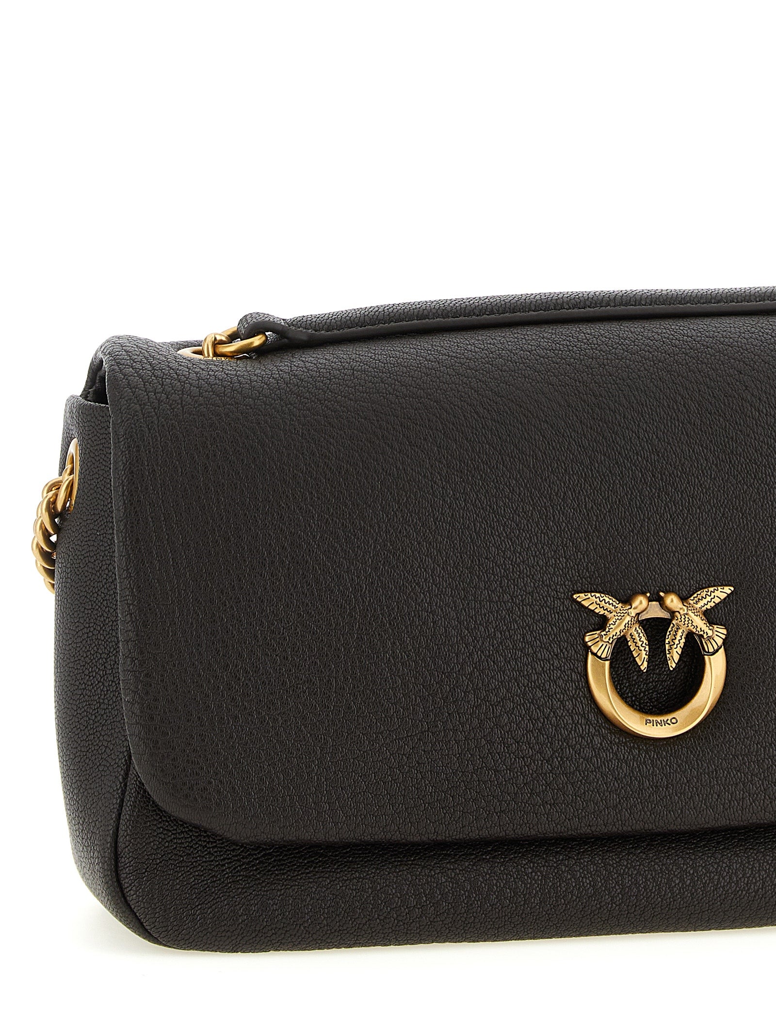 PINKO Brown Lamb Leather Shoulder Bag