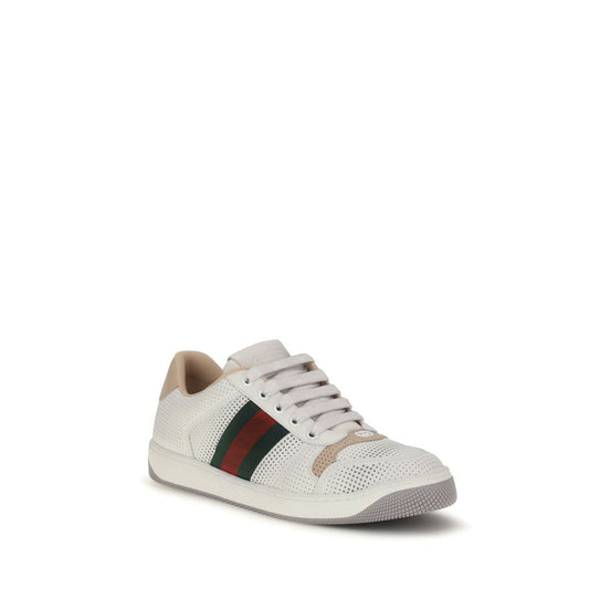 Gucci White Screener Leather Sneakers