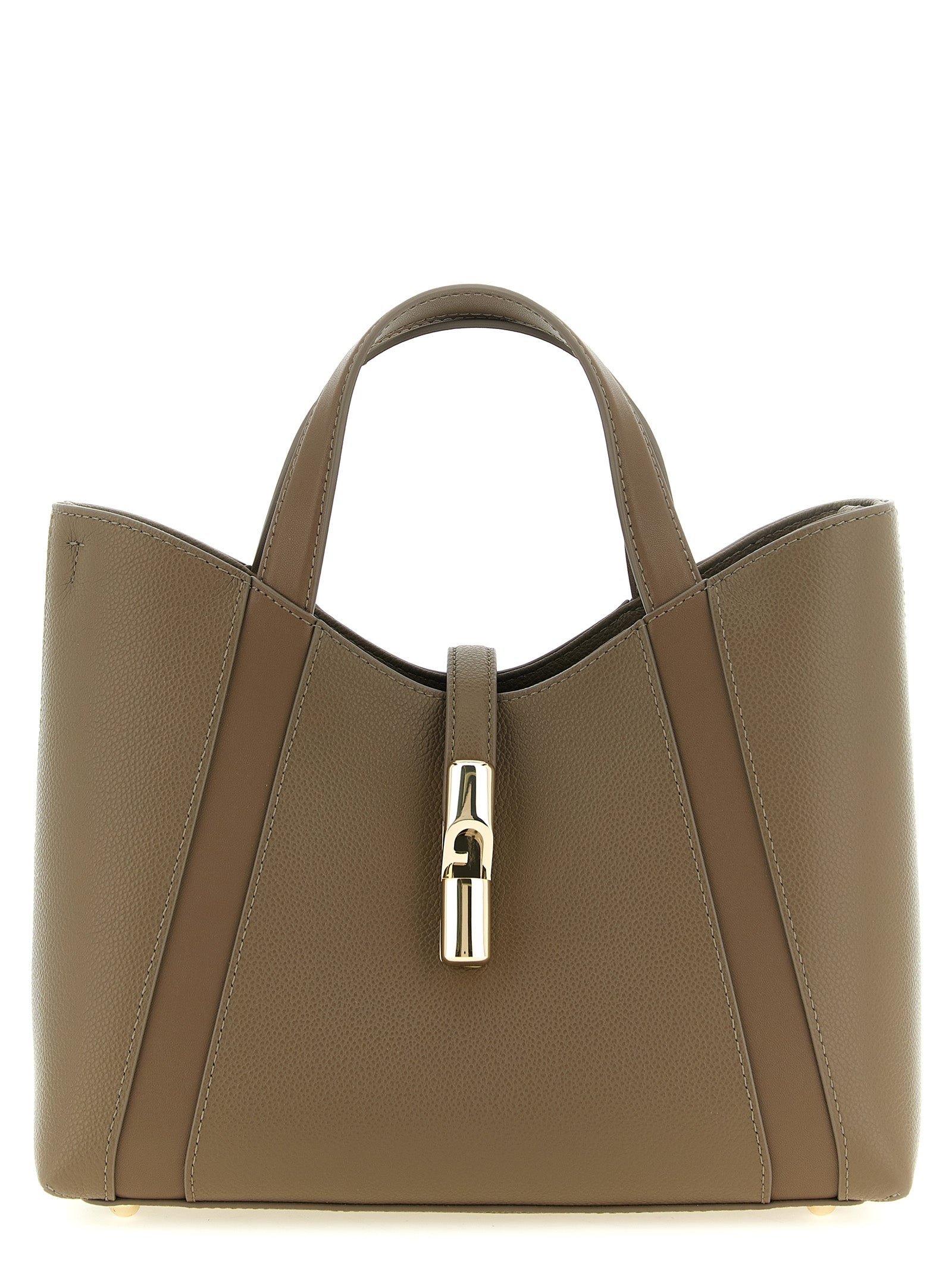 Τσάντα tote Furla Gray από δέρμα μοσχαριού