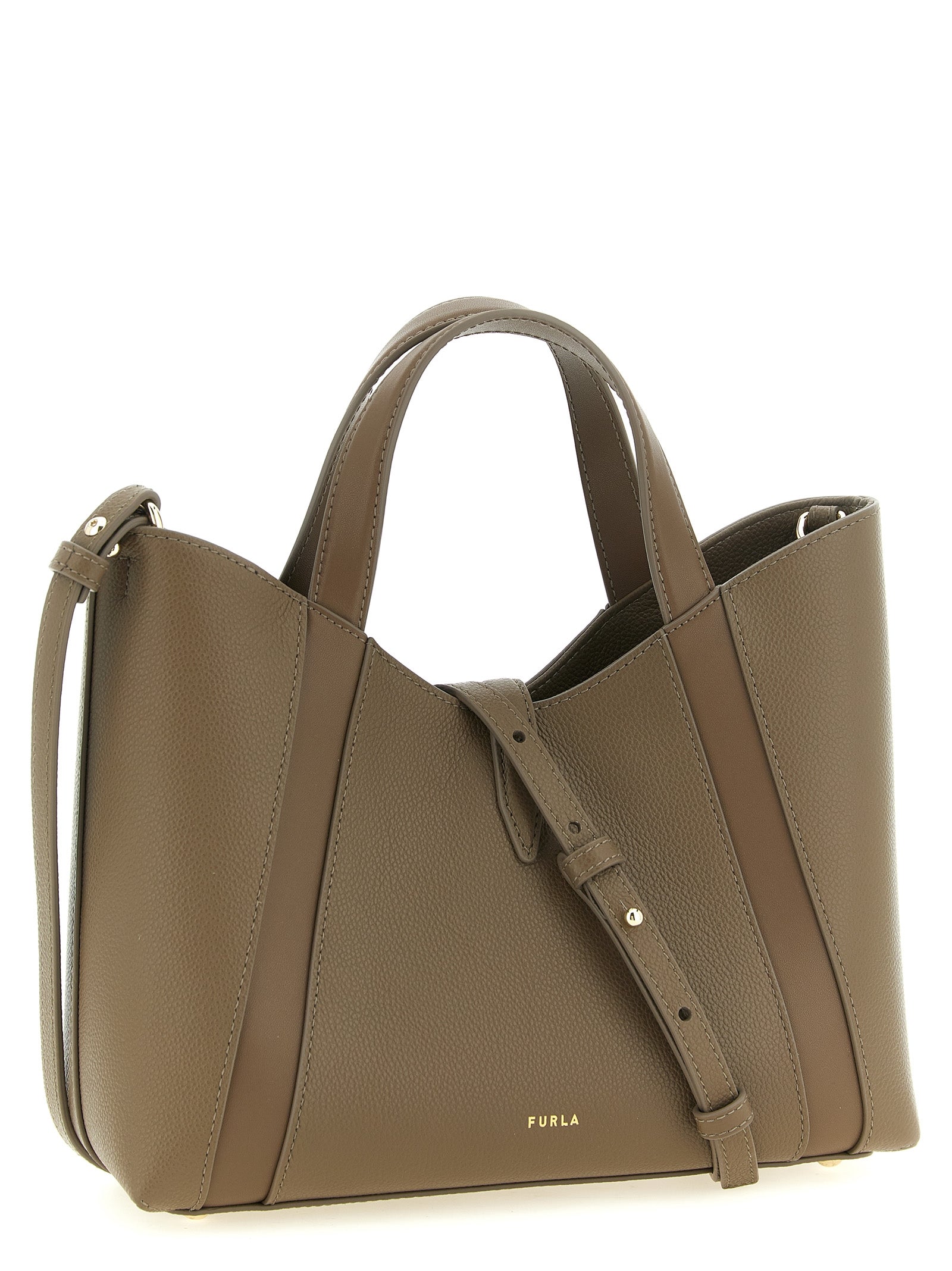 Τσάντα tote Furla Gray από δέρμα μοσχαριού
